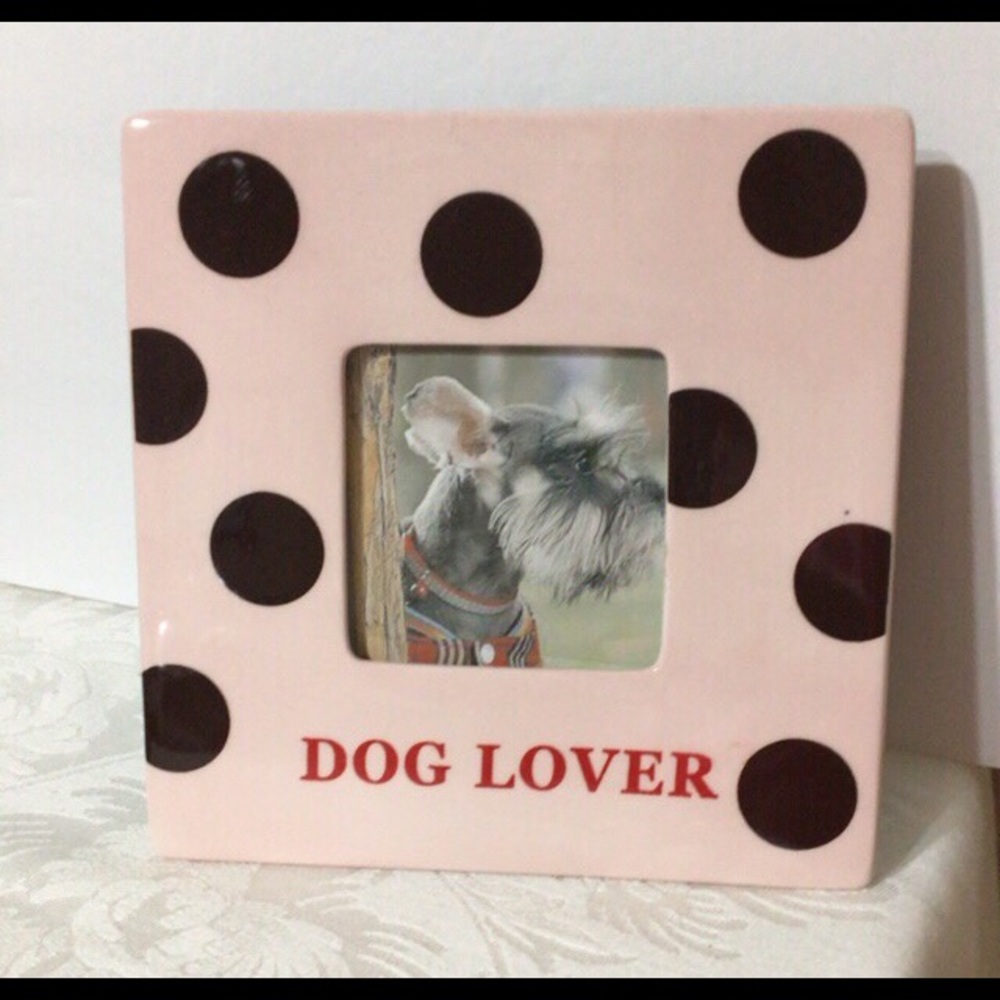 Cute “Dog Lover” Pink & Maroon Polka Dots Frame